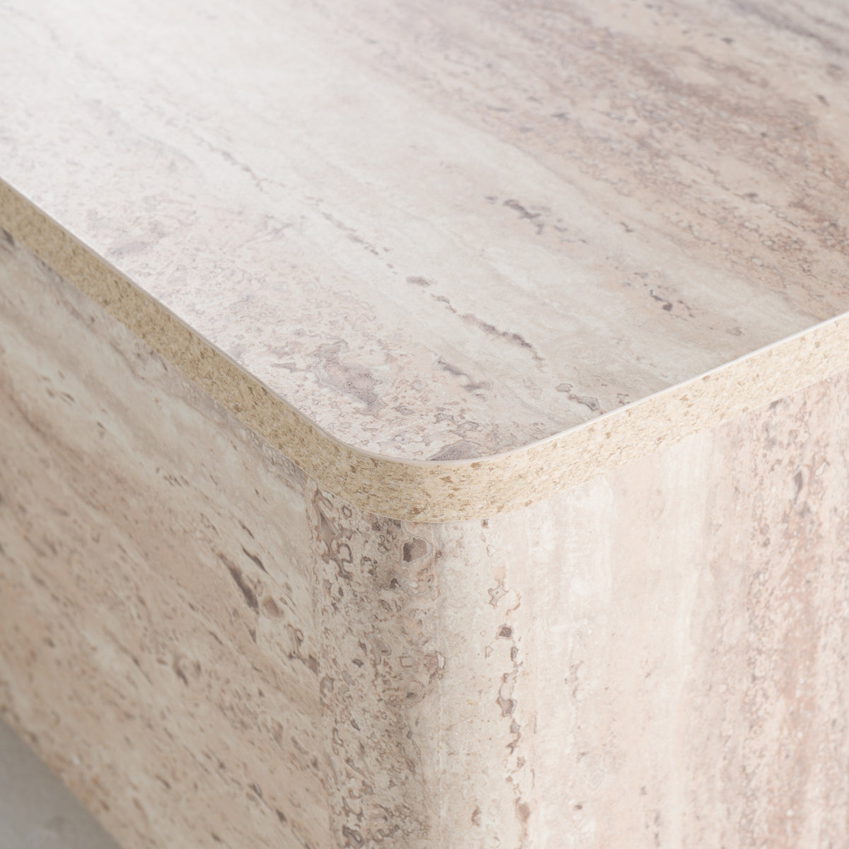 Roma Modern Faux Travertine Rectangular Coffee Table