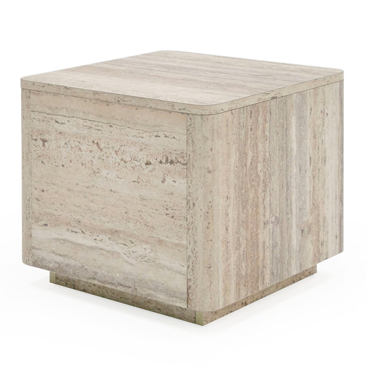 Roma Modern Faux Travertine Square End Table