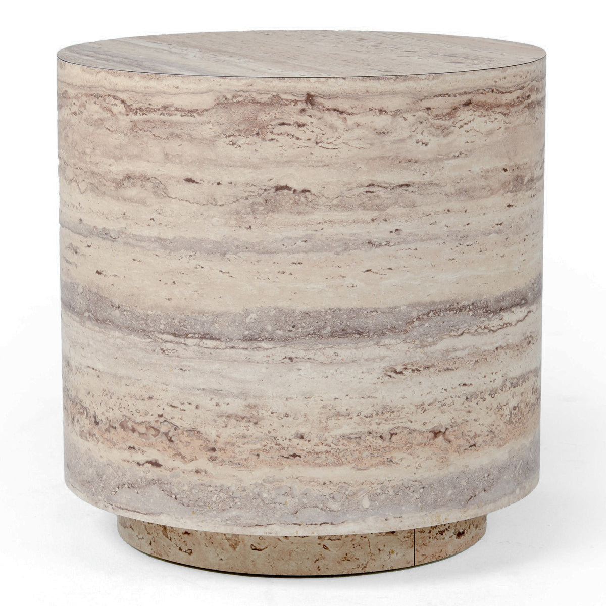 Roma Modern Faux Travertine Round End Table