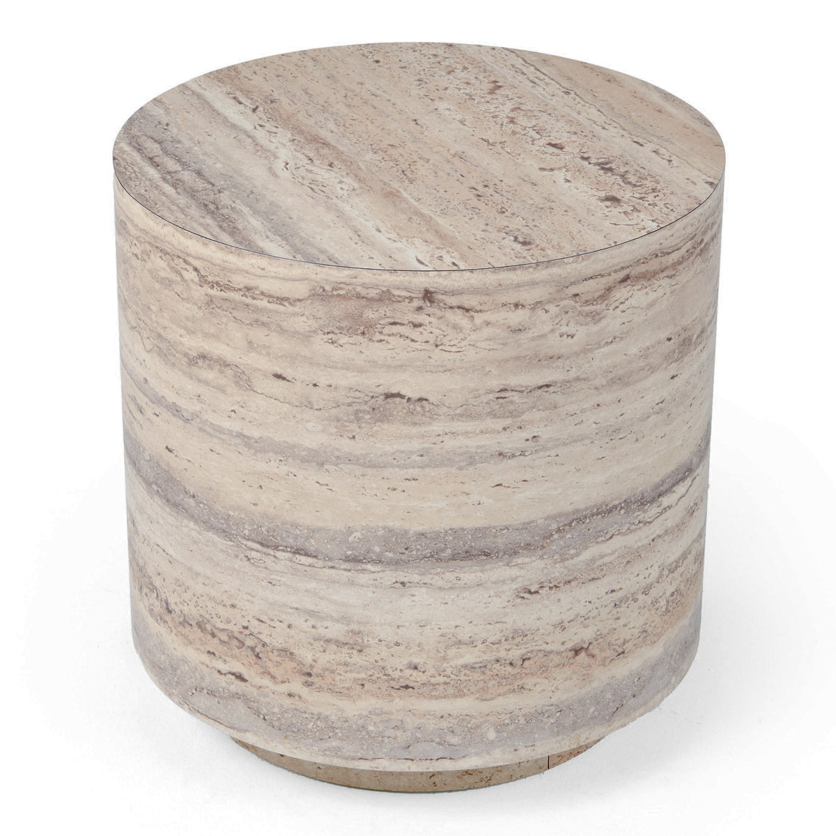 Roma Modern Faux Travertine Round End Table