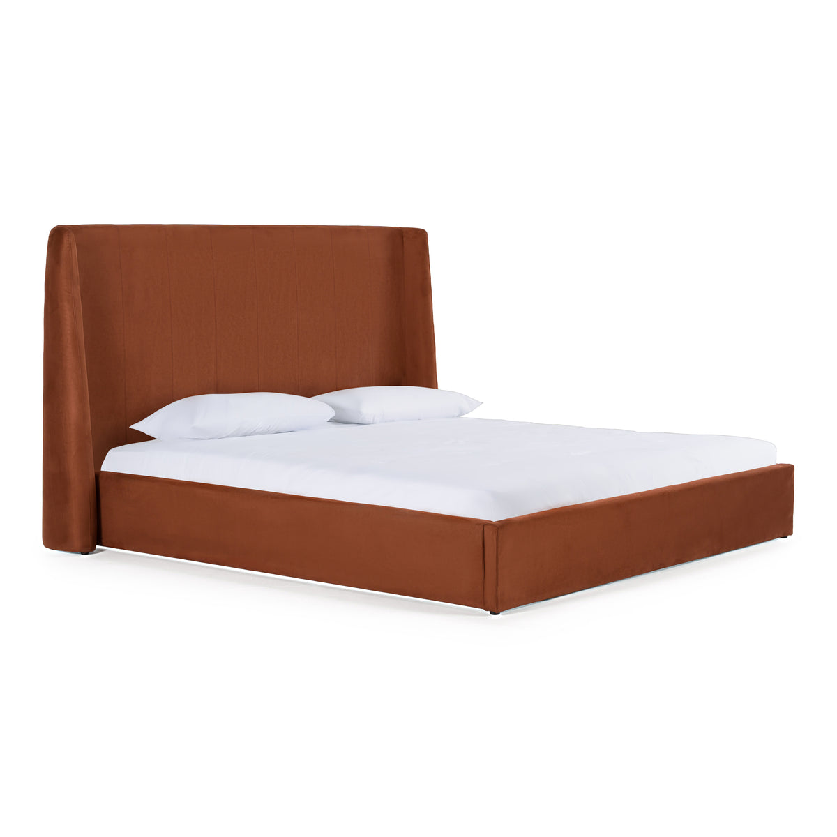 Roma Modern Burnt Orange Microfiber Upholstered Bed