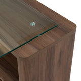 Roma Modern Glass + Walnut Reversible Desk