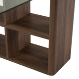 Roma Modern Glass + Walnut Reversible Desk