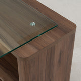 Roma Modern Glass + Walnut Reversible Desk