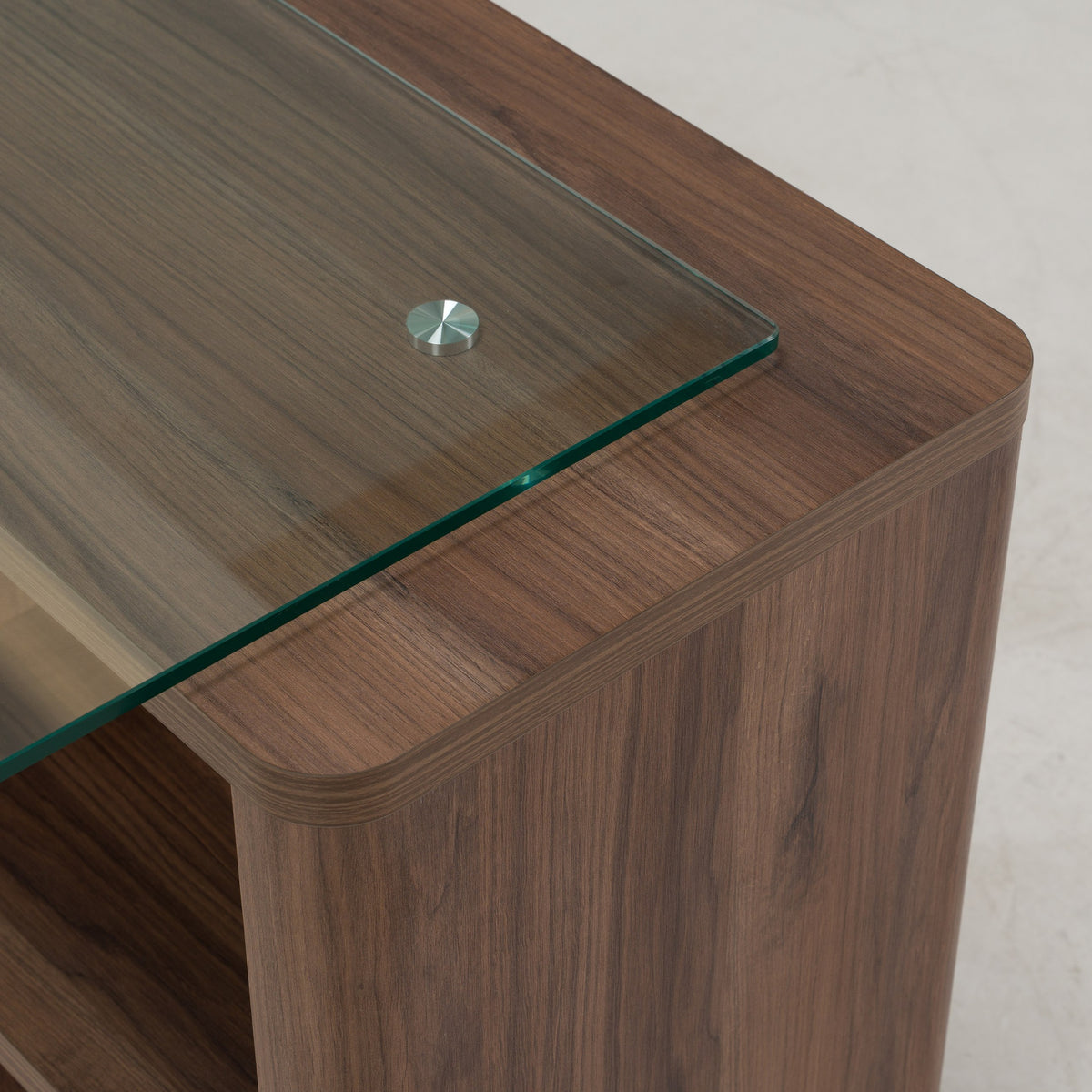 Roma Modern Glass + Walnut Reversible Desk