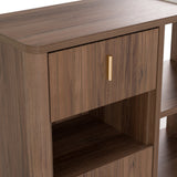 Roma Modern Glass + Walnut Reversible Desk