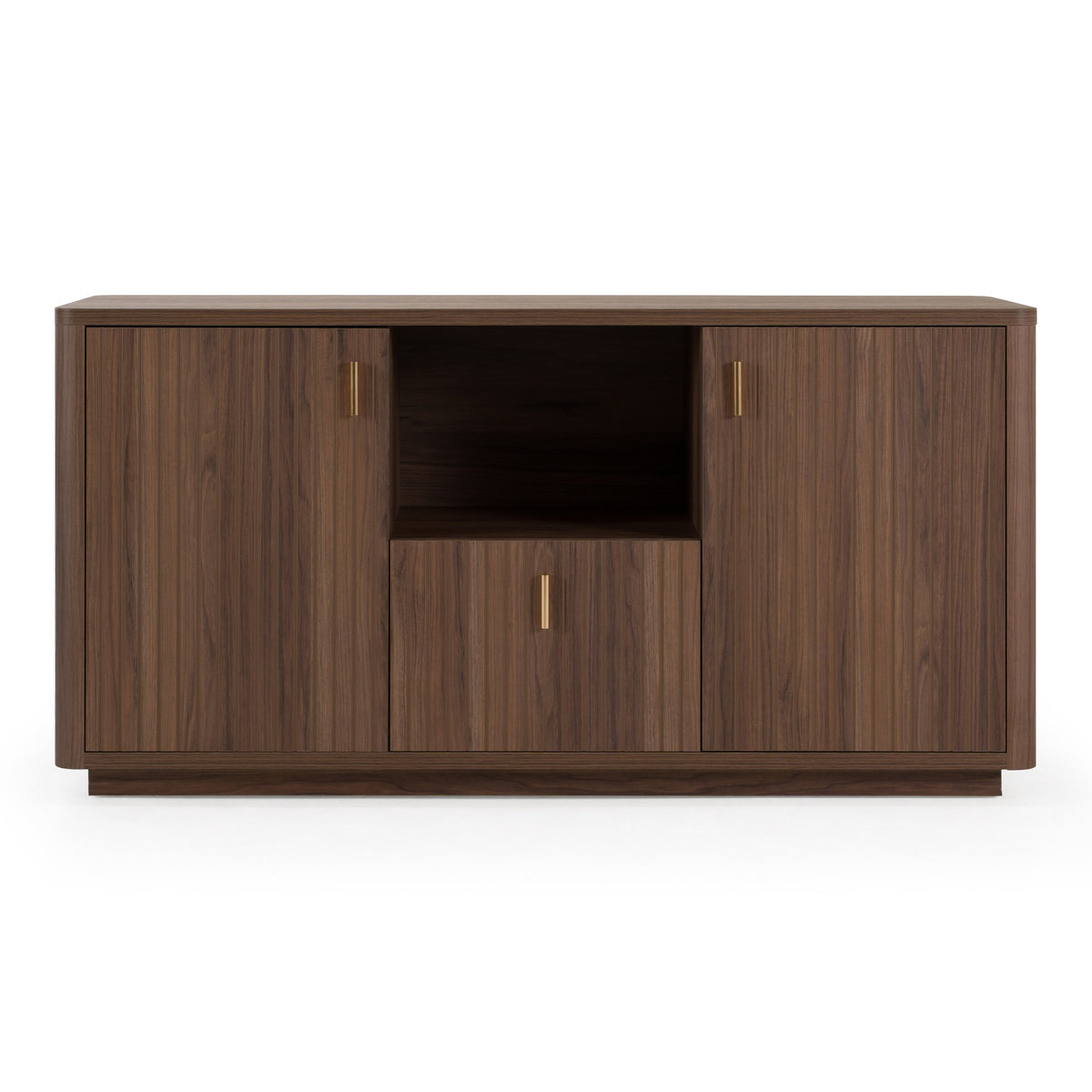 Roma Modern Walnut + Gold File Cabinet