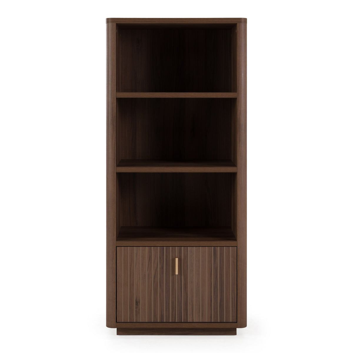Roma Modern Walnut + Gold Bookcase