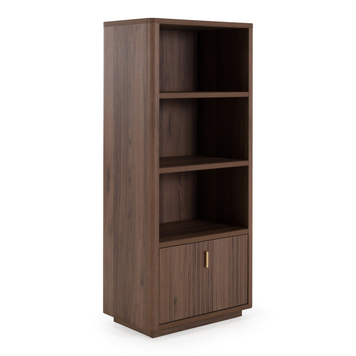 Roma Modern Walnut + Gold Bookcase