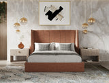 Roma Modern Burnt Orange Microfiber Upholstered Bed