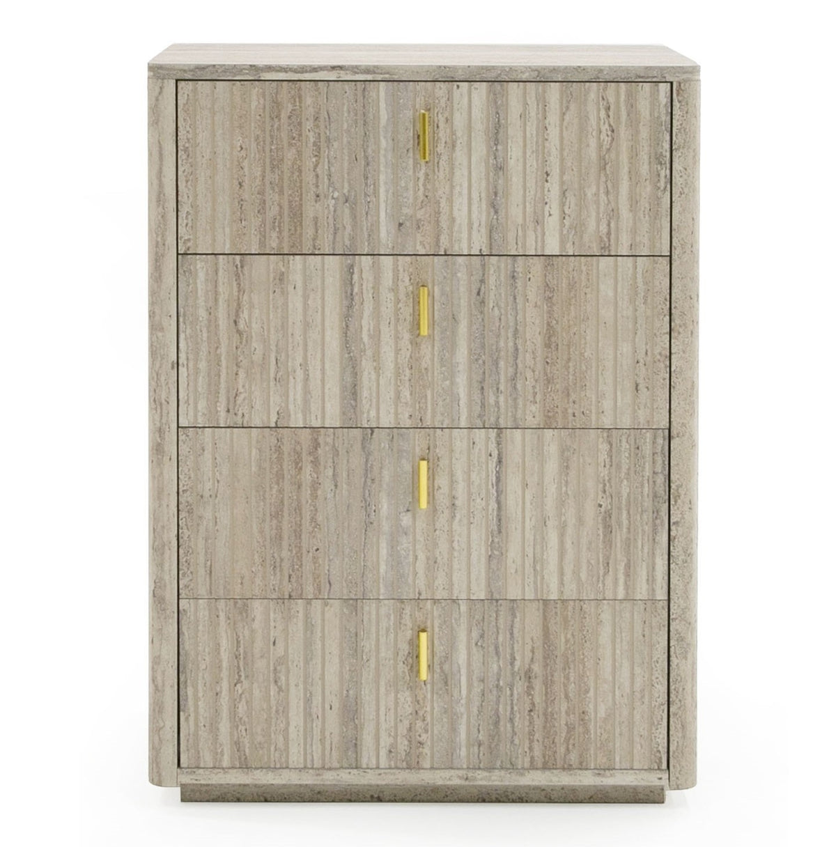 Roma Modern Faux Travertine + Gold Chest