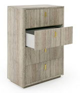 Roma Modern Faux Travertine + Gold Chest