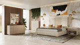 Roma Modern Faux Travertine + Gold Chest