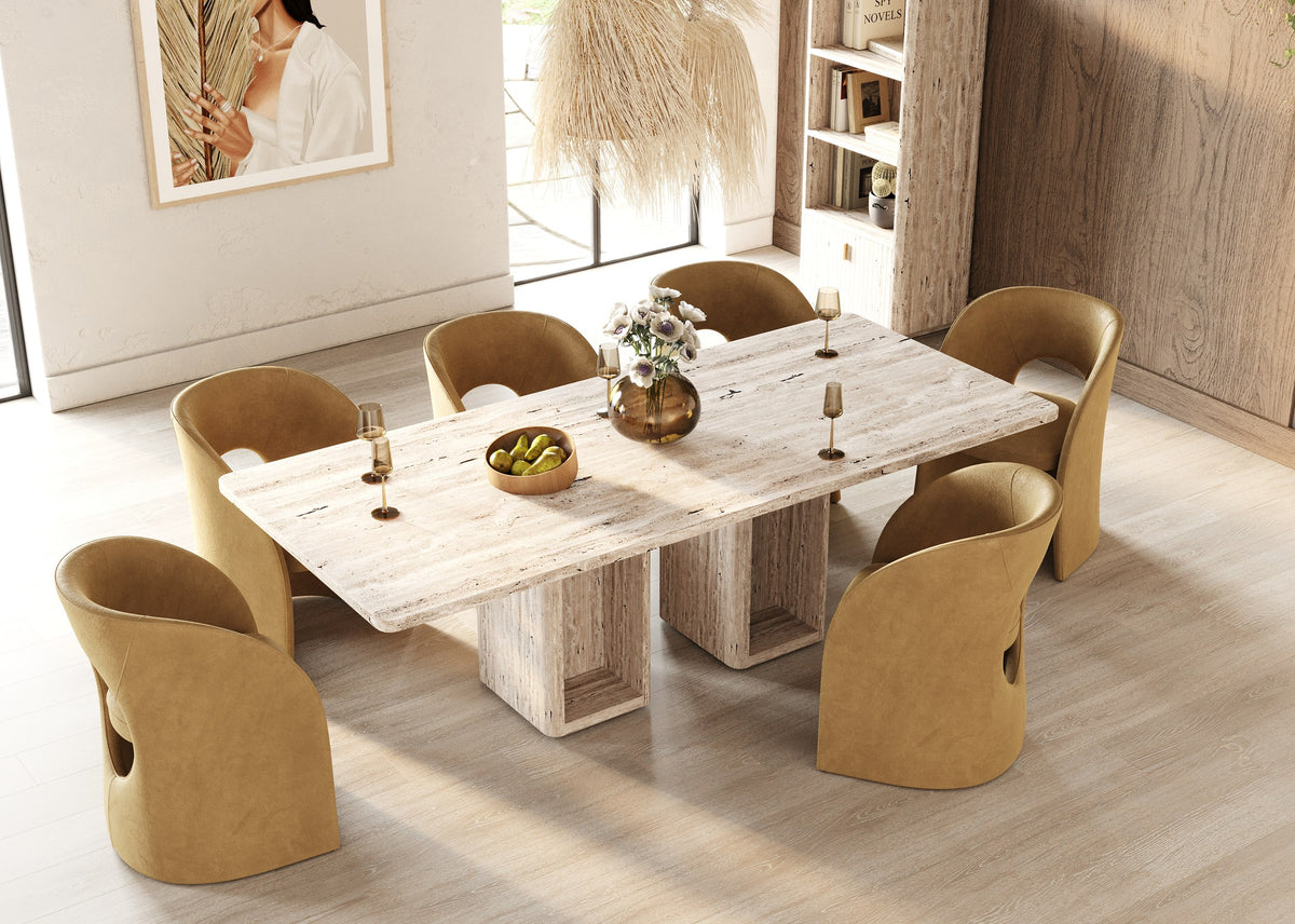 Roma Modern Travertine Rectangular Dining Table