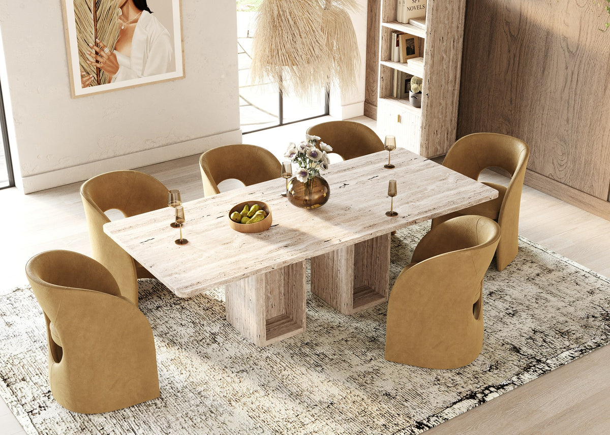 Roma Modern Travertine Rectangular Dining Table