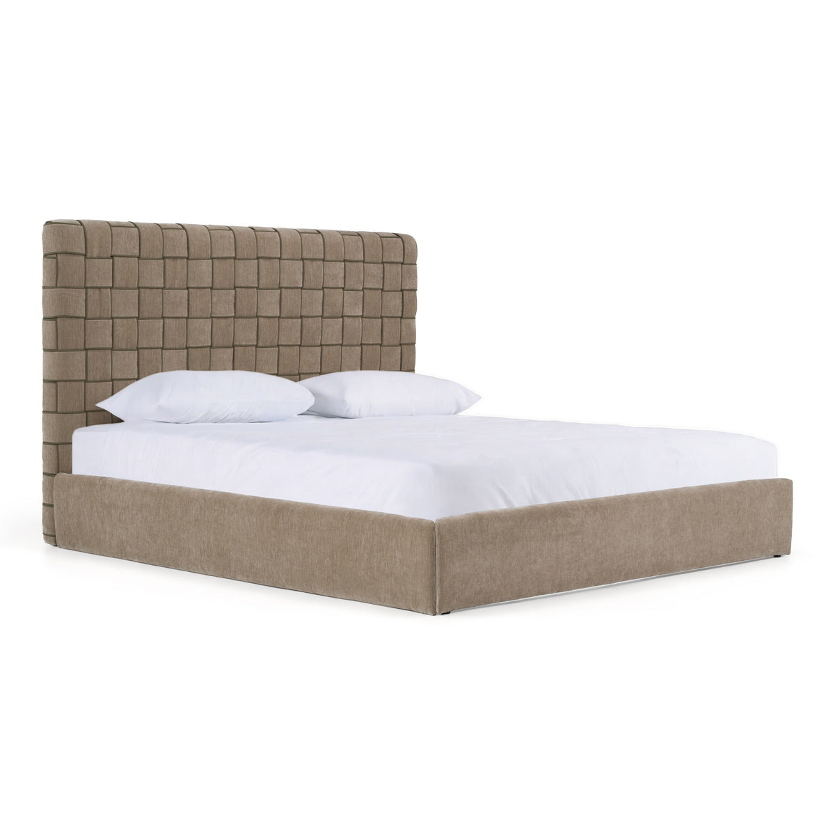 Rousey Modern Taupe Fabric Bed