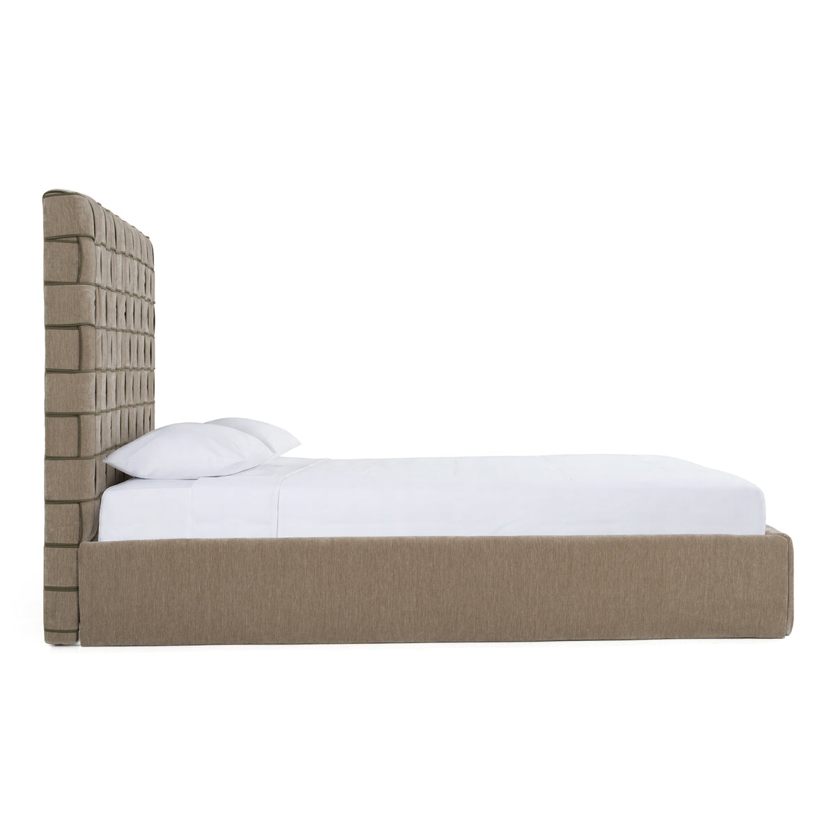 Rousey Modern Taupe Fabric Bed