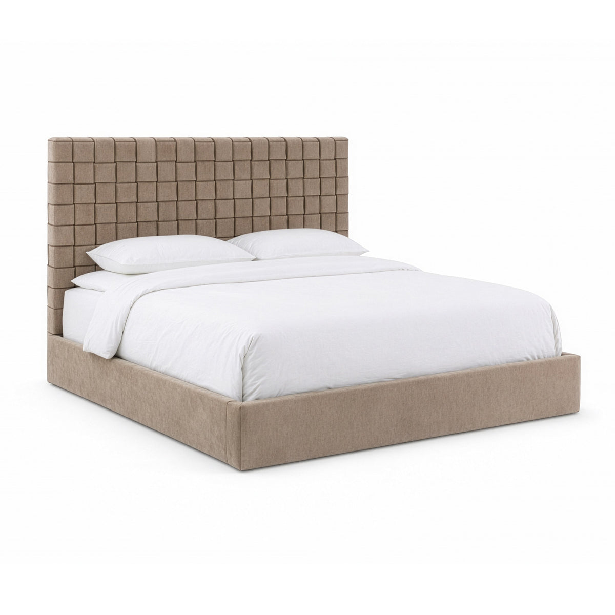 Rousey Modern Taupe Fabric Bed