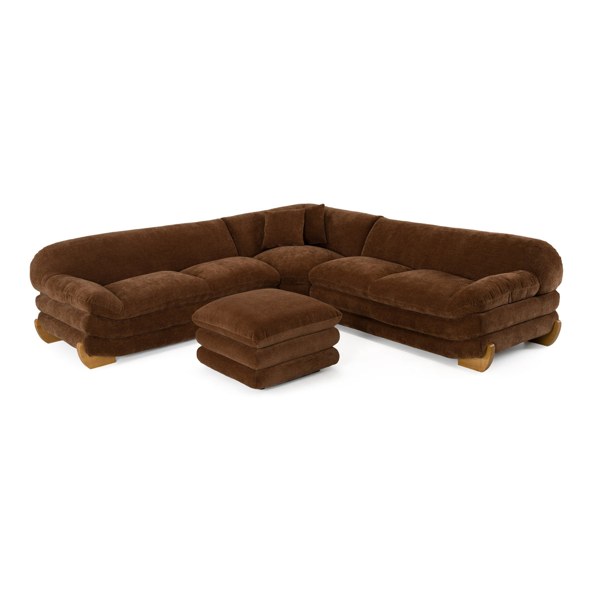Crockett Modern Brown Fabric Sectional Sofa