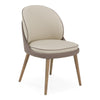 Pangea Mid-Century Modern Cream & Taupe Vegan Leather + Grey Ash Dining Chair (Set of 2)