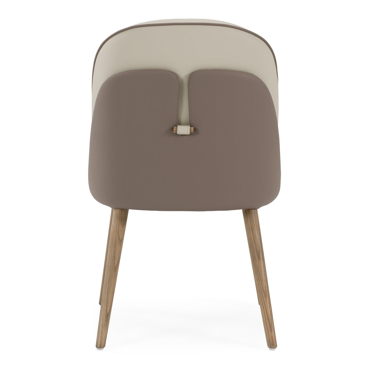 Pangea Mid-Century Modern Cream & Taupe Vegan Leather + Grey Ash Dining Chair (Set of 2)
