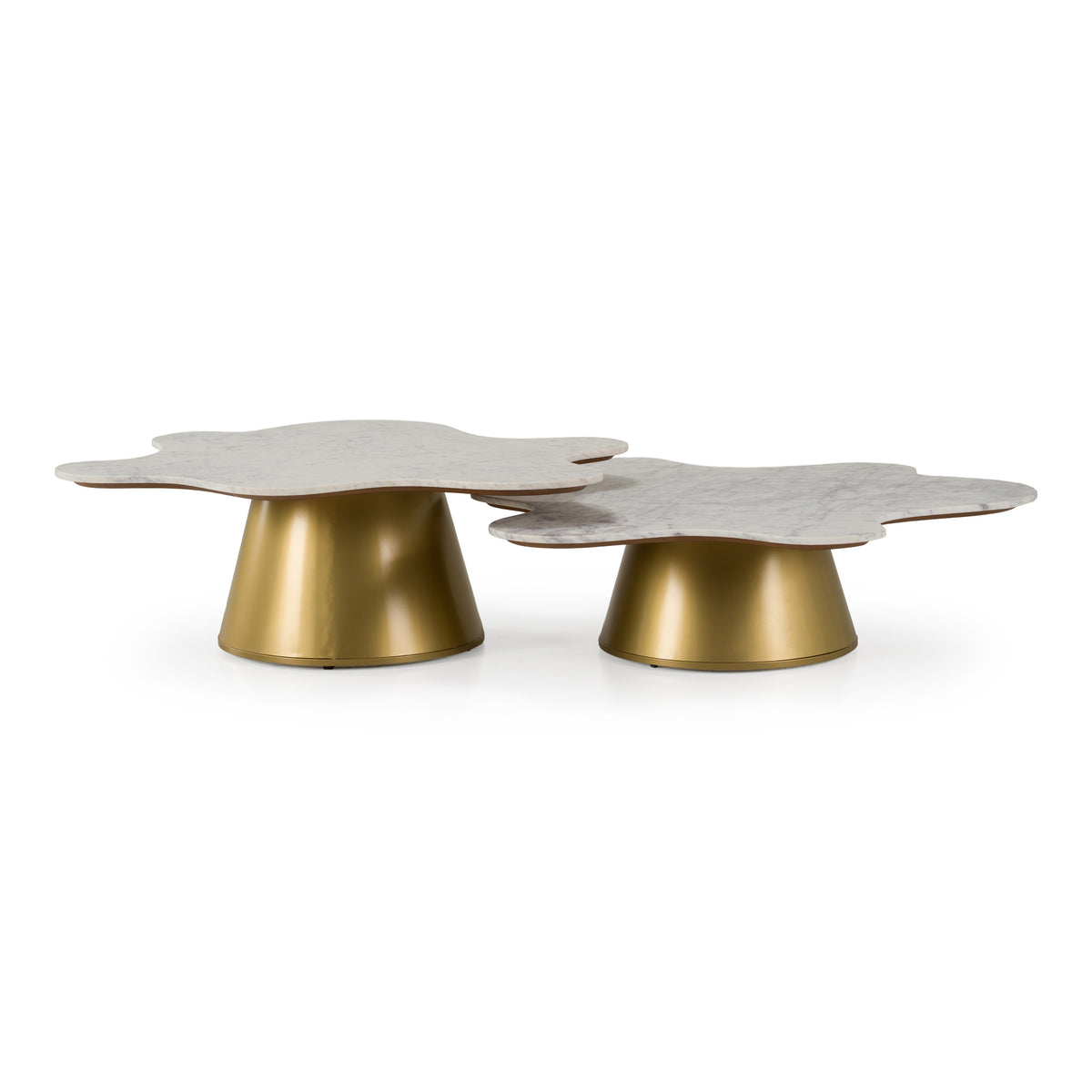 Gabbro Glam White Marble + Gold Nesting Coffee Table Set