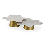 Gabbro Glam White Marble + Gold Nesting Coffee Table Set