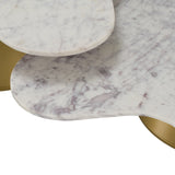 Gabbro Glam White Marble + Gold Nesting Coffee Table Set