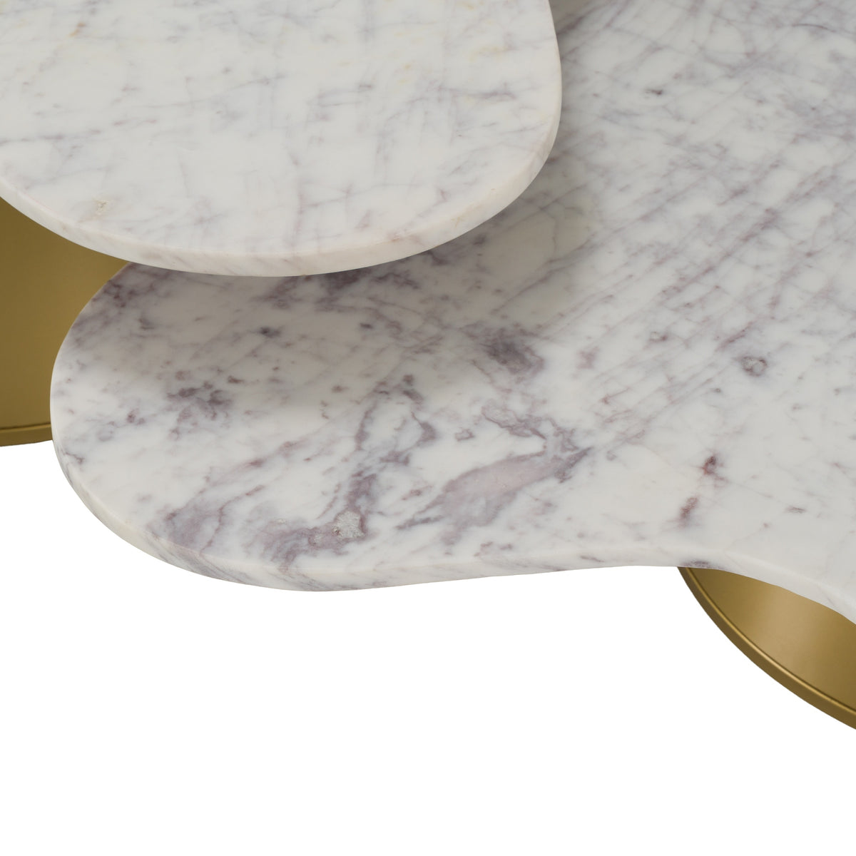 Gabbro Glam White Marble + Gold Nesting Coffee Table Set