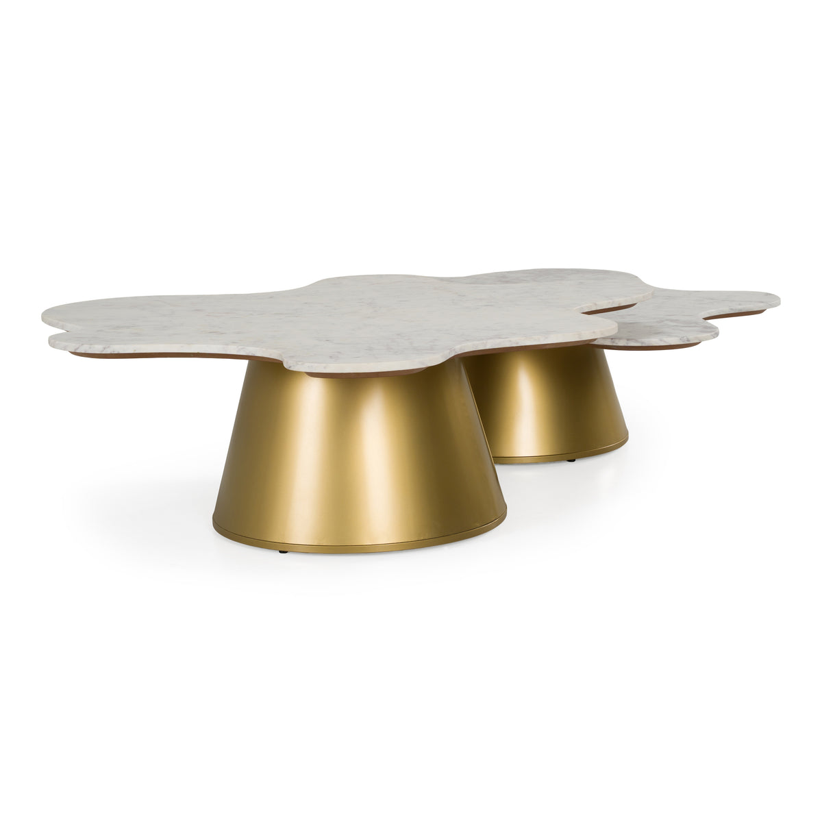 Gabbro Glam White Marble + Gold Nesting Coffee Table Set
