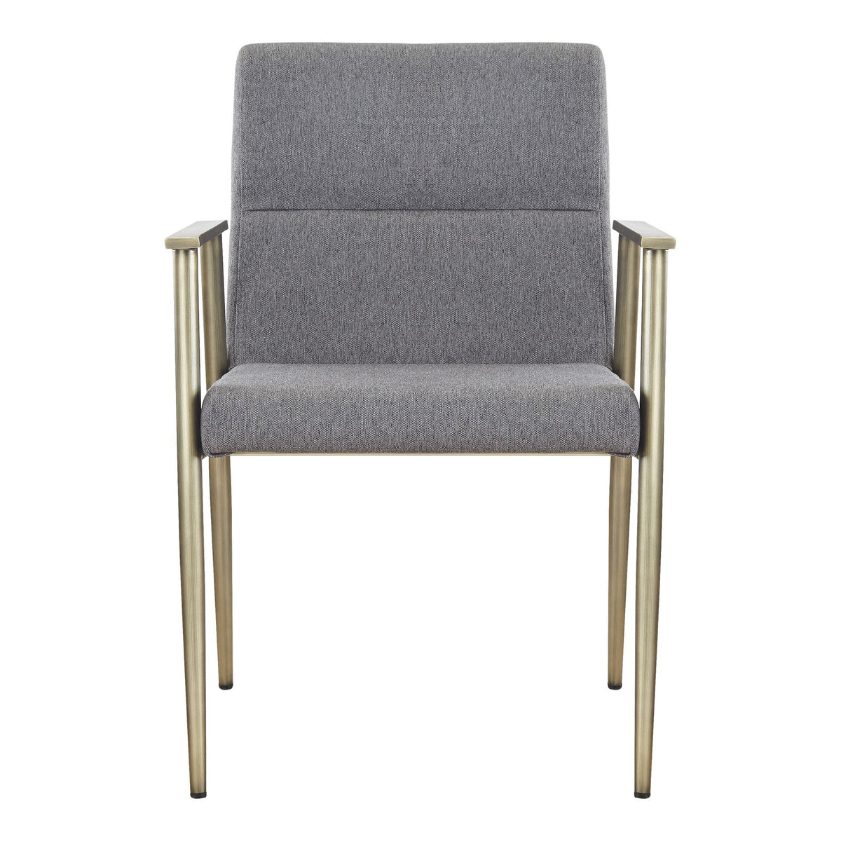 Sabri Contemporary Grey & Antique Brass Arm Dining Chair