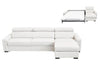Sacha Modern White Leather Reversible Sectional Sofa Bed with Storage