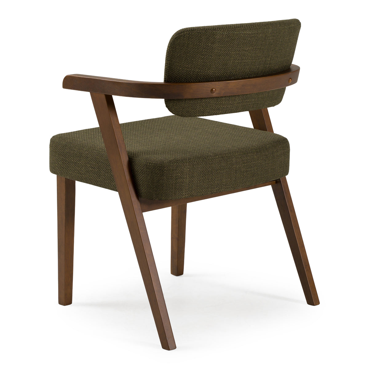 Sacks Mid-Century Modern Green Fabric + Walnut Dining Chair