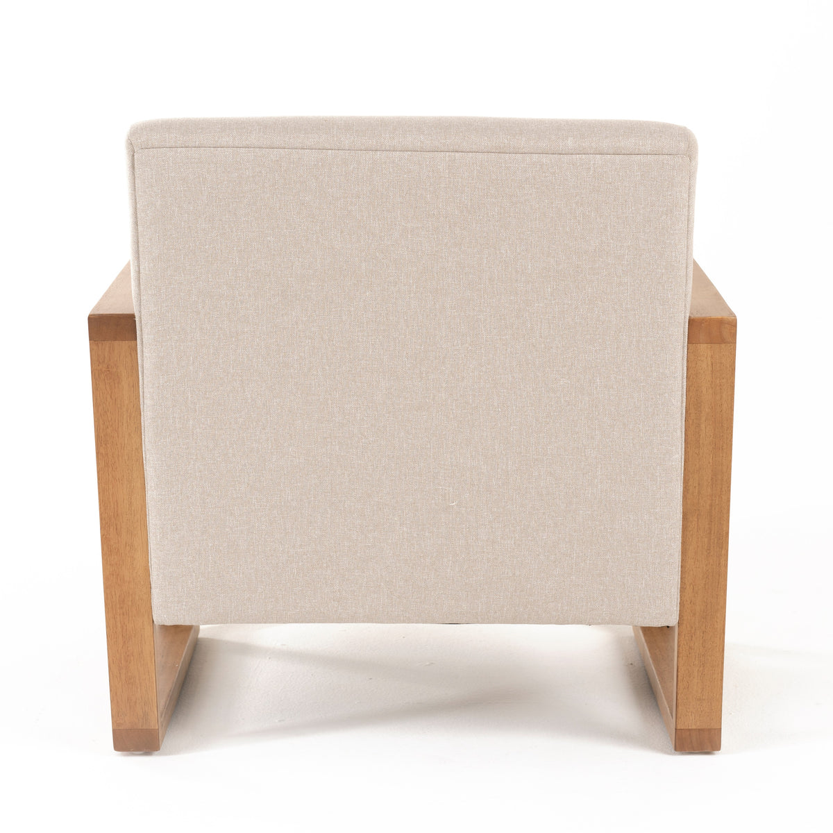 Sada Mid-Century Modern Beige Linen + Chestnut Accent Chair
