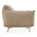 Saint Tropez Modern Italian Beige Leather Accent Chair