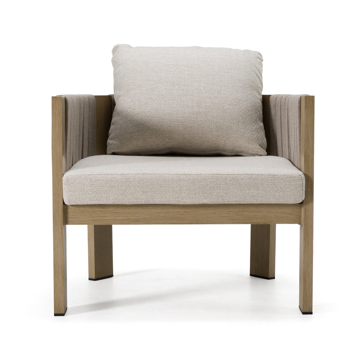 Salvora Outdoor Beige Fabric & Grey Rope Chair