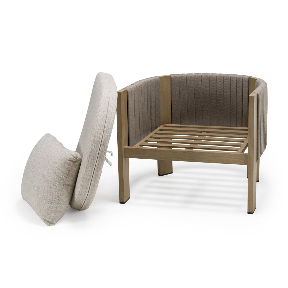 Salvora Outdoor Beige Fabric & Grey Rope Chair