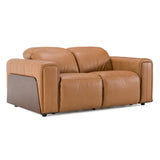 Sandstone Modern Brown Leather Sofa Set with Electric Recliners