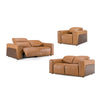 Sandstone Modern Brown Leather Sofa Set with Electric Recliners