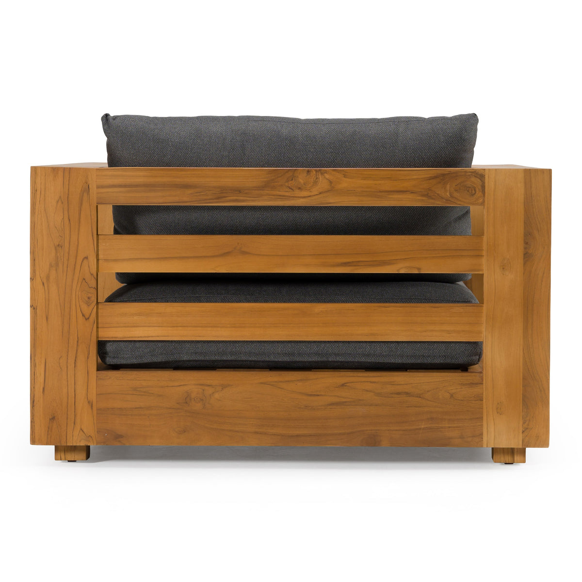 Santorini Outdoor Olefin Fabric + Natural Teak Lounge Chair