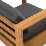 Santorini Outdoor Grey Olefin Fabric + Natural Teak Lounge Chair