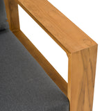 Santorini Outdoor Grey Olefin Fabric + Natural Teak Lounge Chair