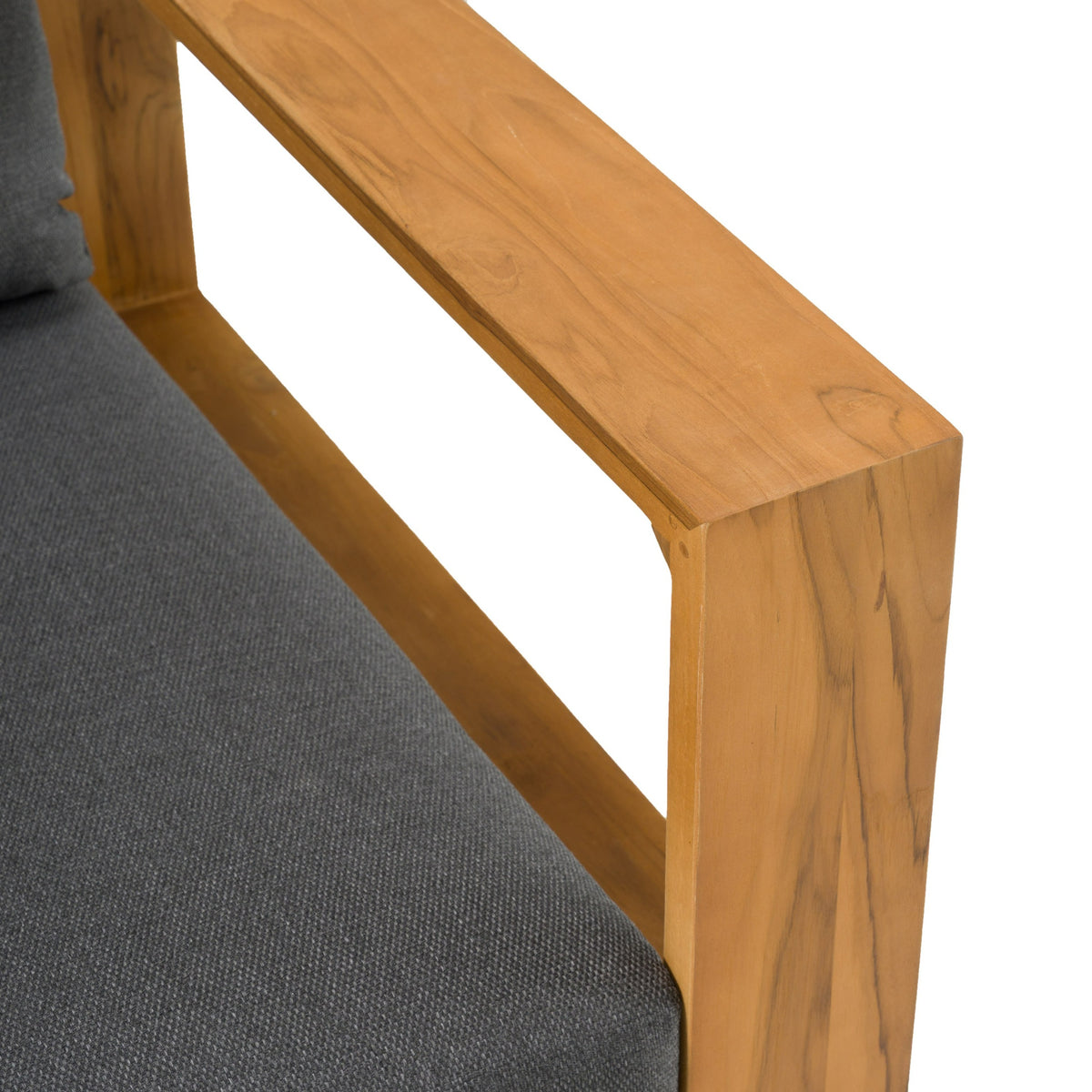 Santorini Outdoor Olefin Fabric + Natural Teak Lounge Chair