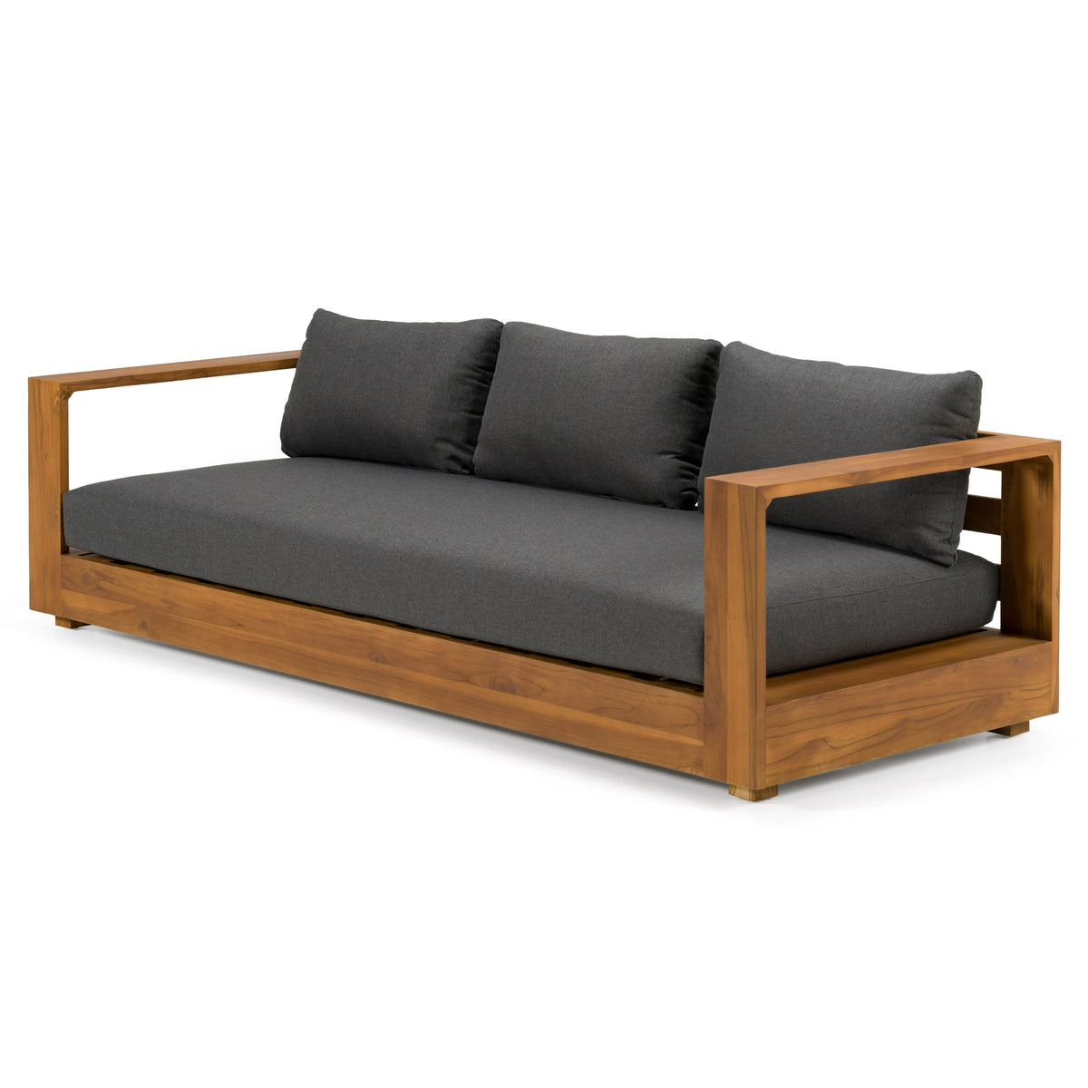 Santorini Outdoor Olefin Fabric + Natural Teak Sofa
