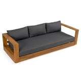 Santorini Outdoor Olefin Fabric + Natural Teak Sofa