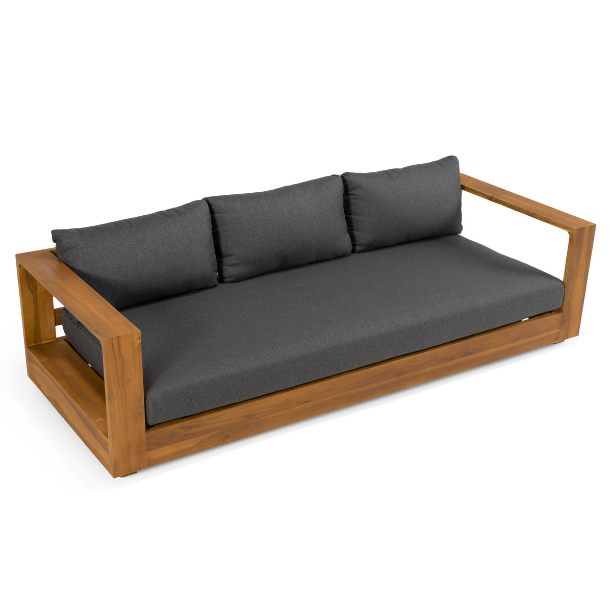 Santorini Outdoor Olefin Fabric + Natural Teak Sofa