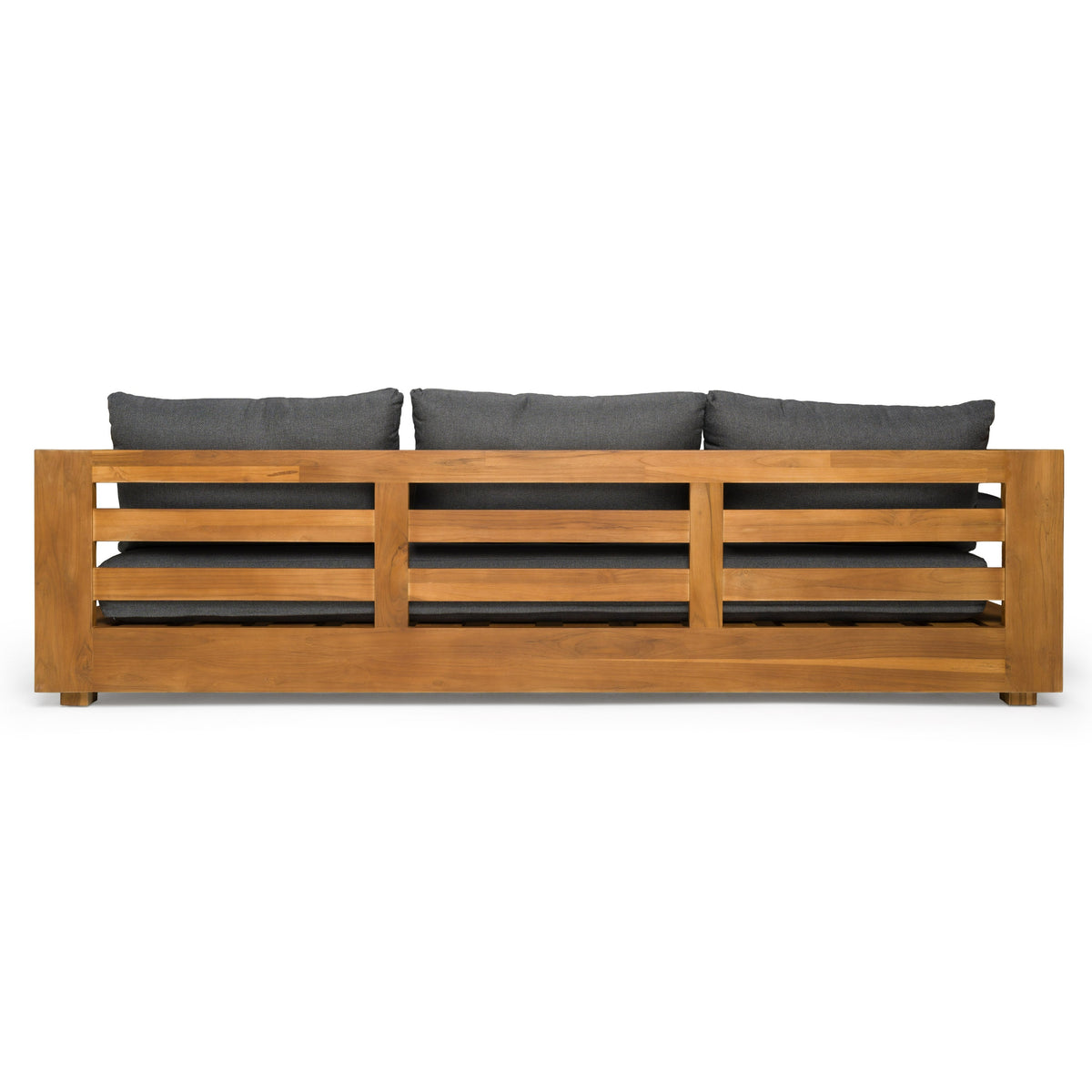 Santorini Outdoor Grey Olefin Fabric + Natural Teak Sofa