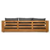 Santorini Outdoor Grey Olefin Fabric + Natural Teak Sofa