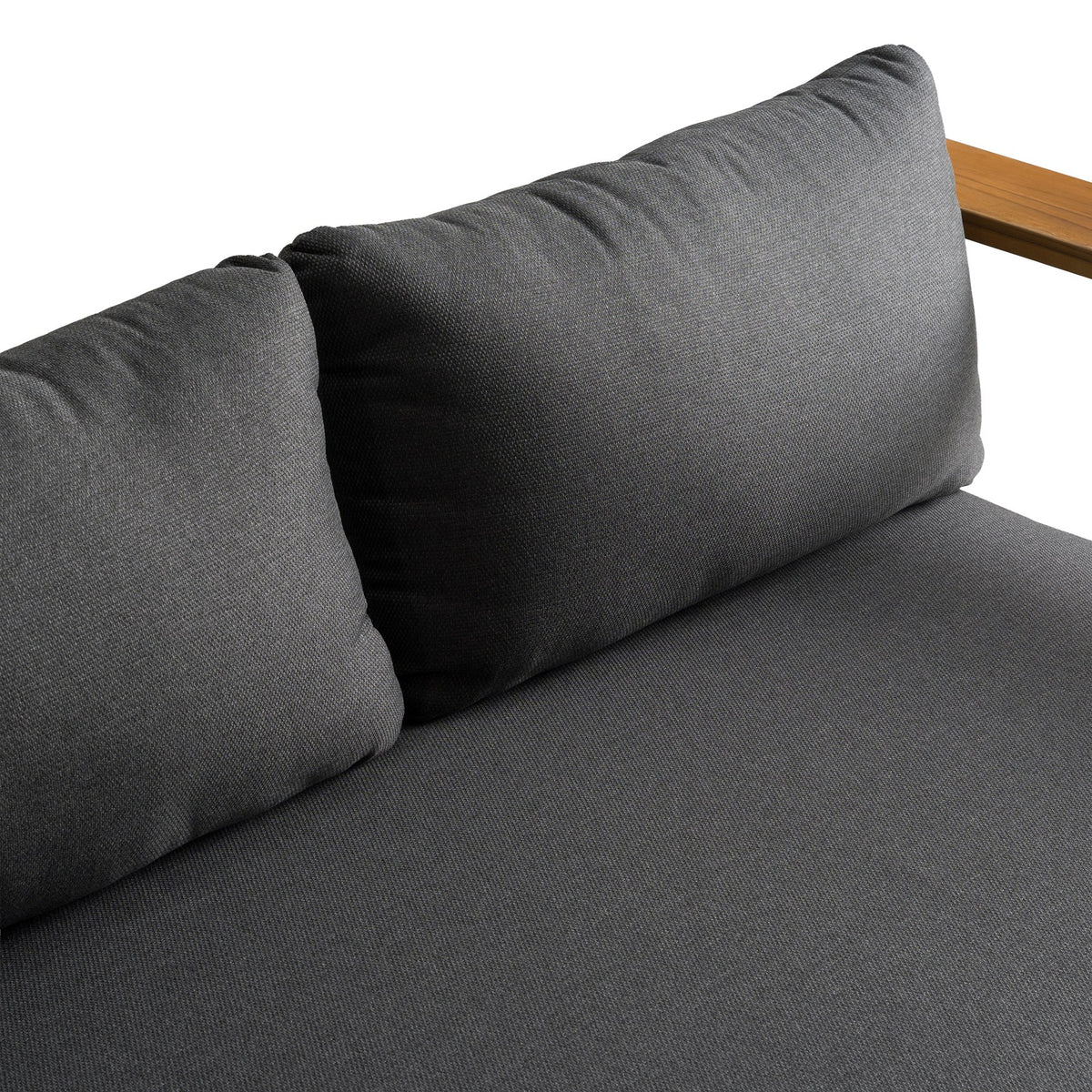 Santorini Outdoor Grey Olefin Fabric + Natural Teak Sofa