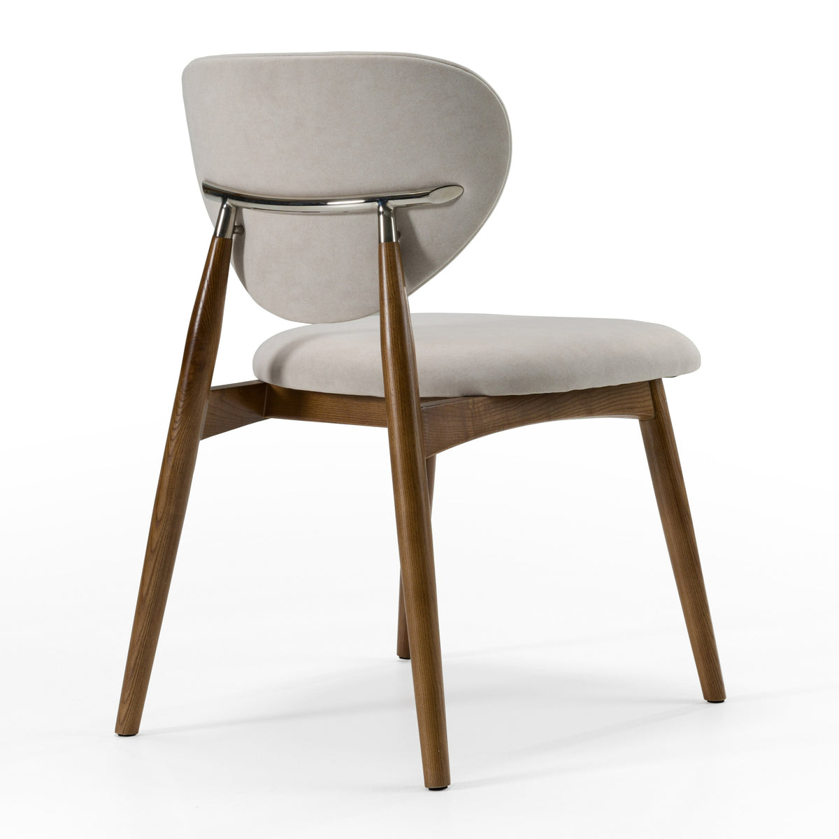 Savannah Mid-Century Modern Grey Fabric + Walnut Dining Chair